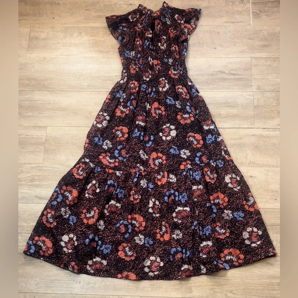 Cleobella Organic Cotton Floral Maxi Dress in Black w/ Pink & Blue Accents - Picture 10 of 10